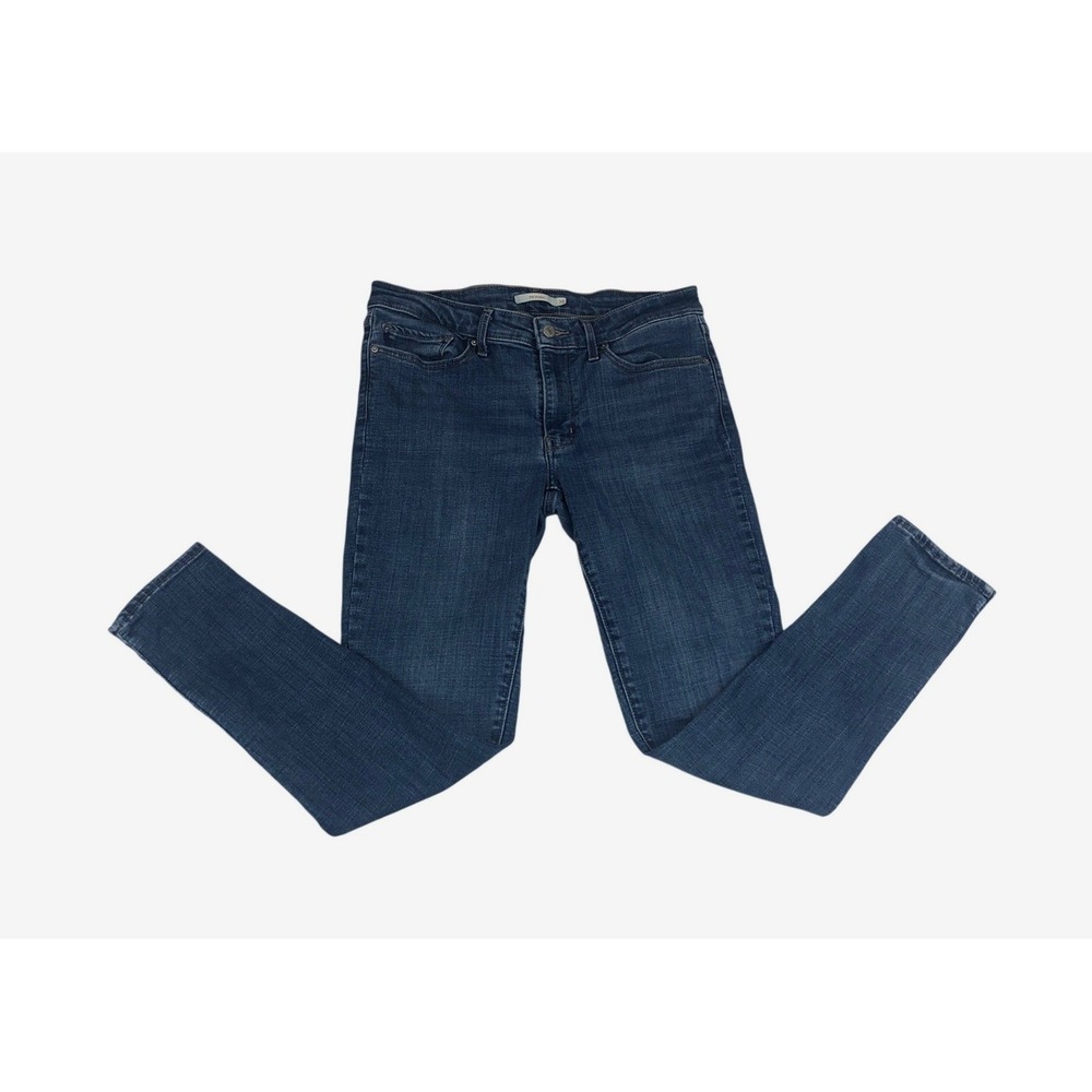 Levis 711 Skinny Jeans Womens Dark Wash Blue Mid Rise Stretch Denim 30x30